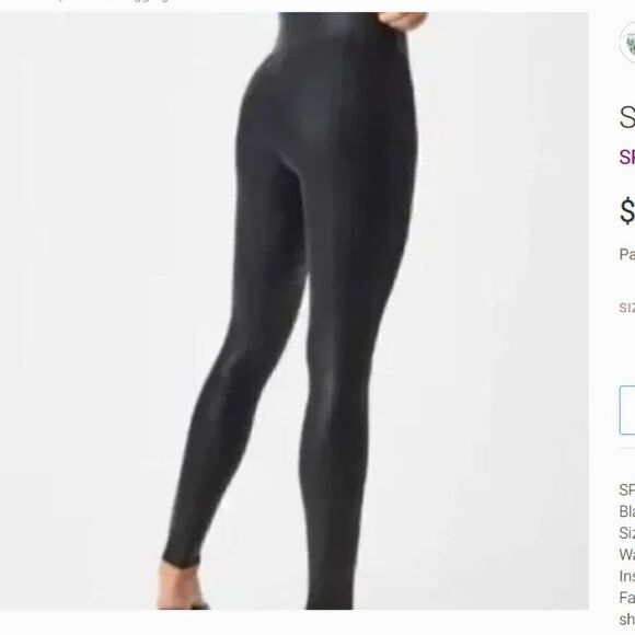 SPANX Faux Leather Leggings Black Size Medium - Picture 3 of 7